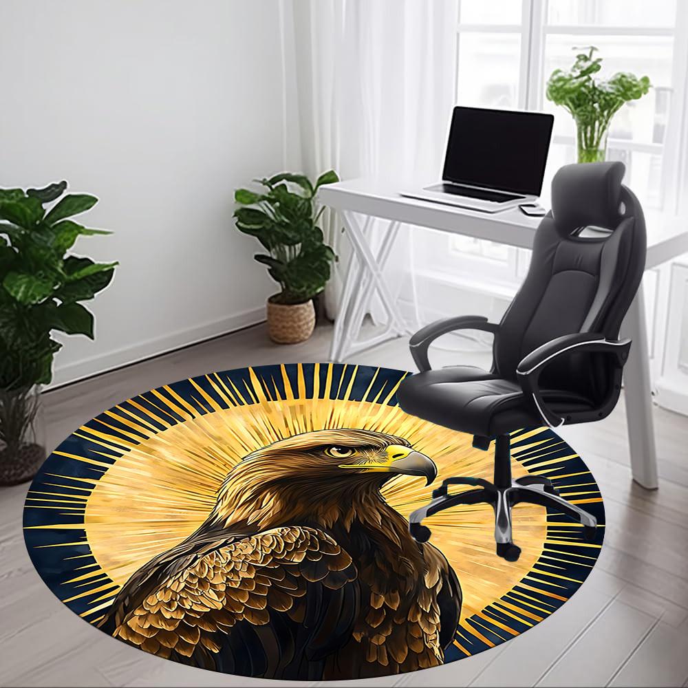 1pc Eagle Emblem Chair Carpet for Office, Round Non Slip Durable Large Size Office Carpet, Suitable for Office