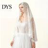 Elegant Lace Edge Veil High-Density Mesh Crisp Shape Bridal Head Accessory with Exquisite Binding Floral Edges Retro Look for Weddings Halloween