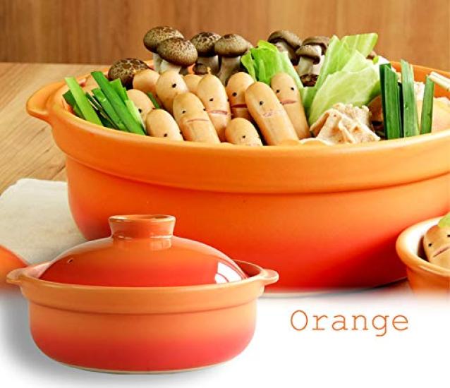 Minosarara Direct Flame Banquet Bake Clay Pot 8 for Made In Heat Source Direct Flame Orange Heat-resistant No. 2-3 People, Japan, Color