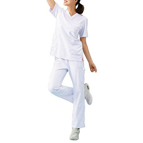 Nursery Multi-Jacket, Non-See-Through, Stretch Scrub, Medical/Nursing Coat, Women's, Size 4L, Lavender x White, 281607A