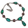 Collier de Pierres Précieuses Émeraude et Cornaline Fait Main, Collier Électroformé en Cuivre Bijou Antique, Collier Réglable Cadeau de Fiançailles