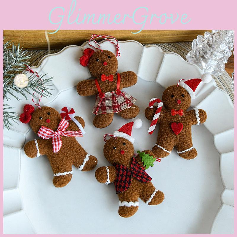 Christmas Gingerbread Man Pendant Necktie Bowknot Xmas Decoration Prop Festival