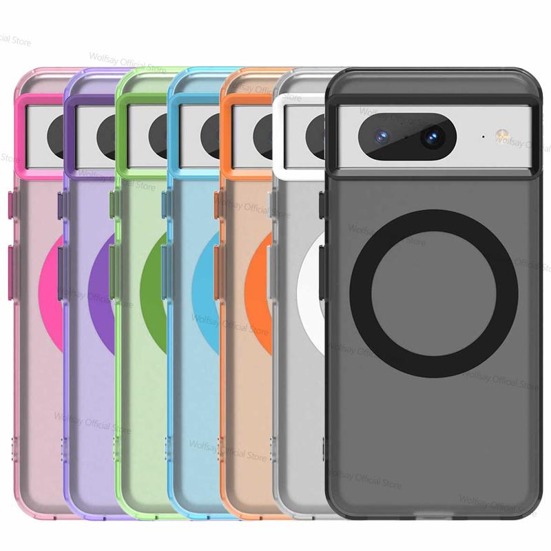 Per Google Pixel 8 Custodia Magsafe Ricarica Wireless Cover Google Pixel 8 Custodia Antiurto Opaca TPU Paraurti per Telefono Per Google Pixel 8