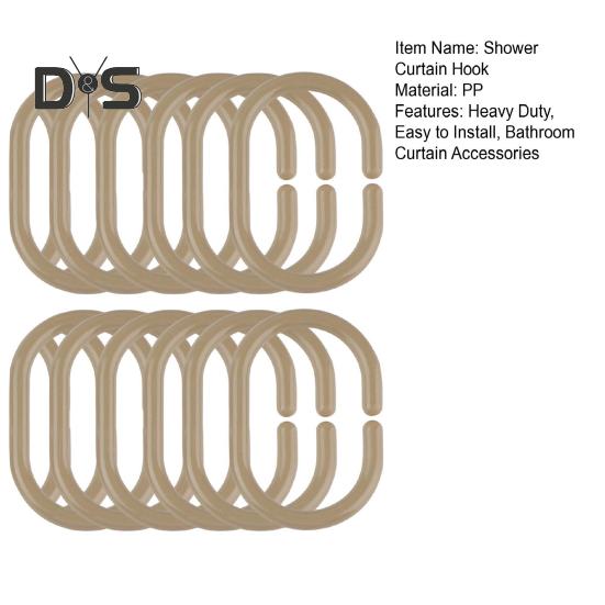 12 buc cârlige pentru perdea de duș rezistente universale pentru baie, tijă de duș în formă de C, inel de umeraș, suport pentru perdea de baie, accesorii