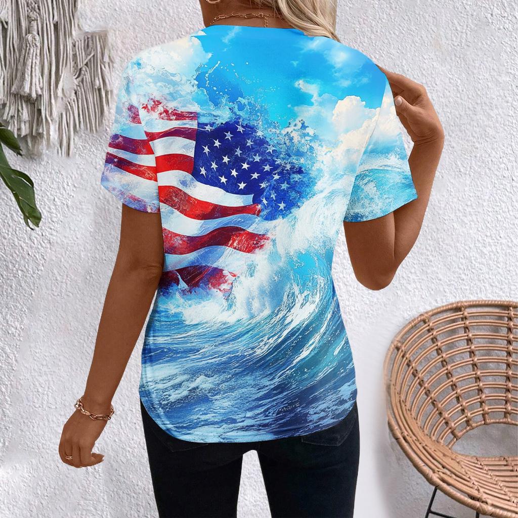 Top Feminino de Manga Curta com Estampa do Dia da Independência