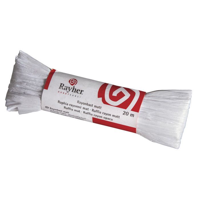 Raphia rayonné, mat, echéveau 20 m, blanc