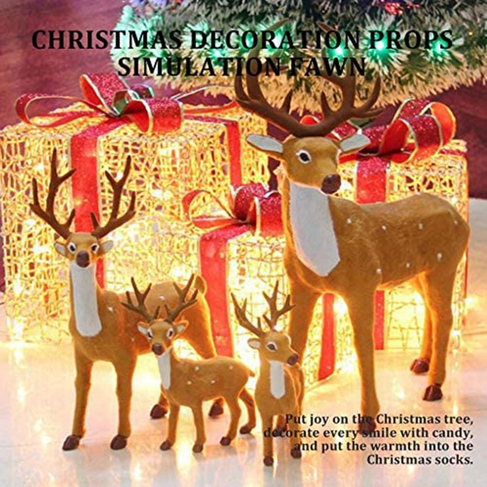 Simulation Reindeer 15/20/25cm Plush Reindeer Xmas Tree Pendant Christmas Deer Xmas Elk Decorations for Home New Year Ornaments