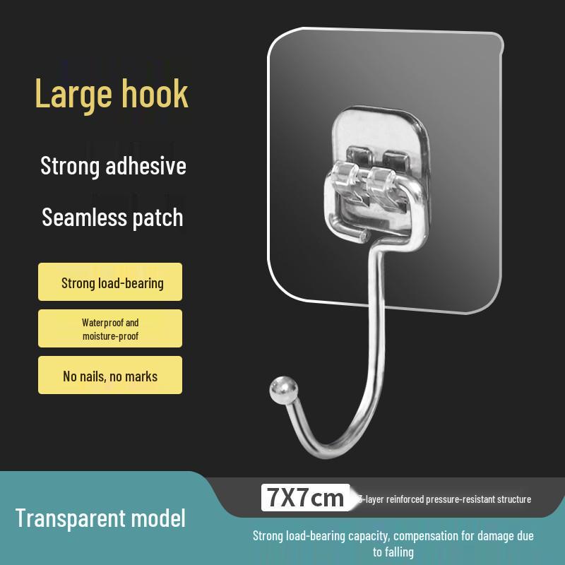 Punch-Free Transparent Wall-Mounted Adhesive Hooks