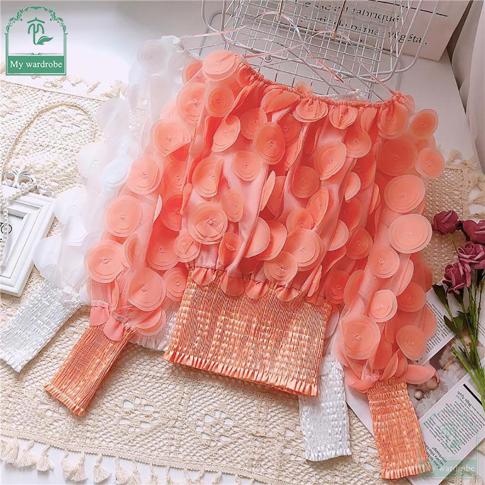 ☆新品☆gypsohila   Sheer Puff Tops  オレンジ Sheer Puff Tops | gypsohila