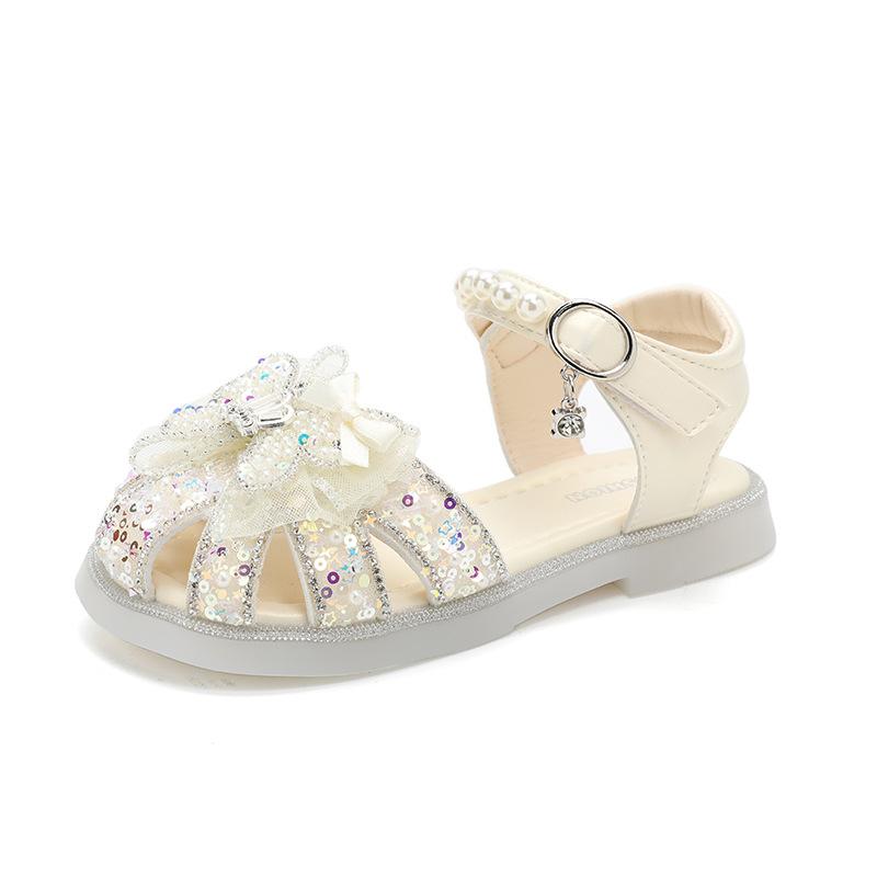 Girls Shoes Children's Bag Head Sandals 2025 New Summer Princess Baby Girl Summer Crystal Soft-soled Sandals