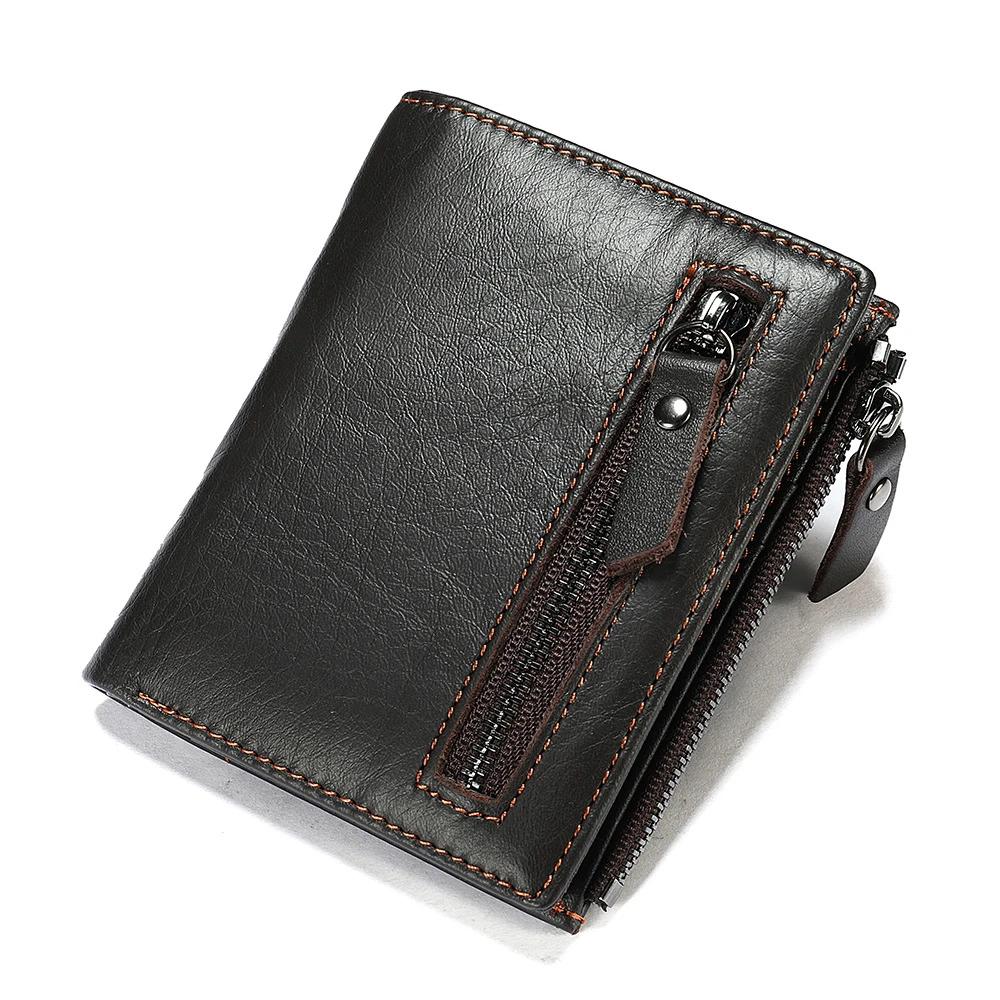 Men's Genuine Leather Wallets Multifunction Card Holder Vintage Short Wallet Business Clutch Bags