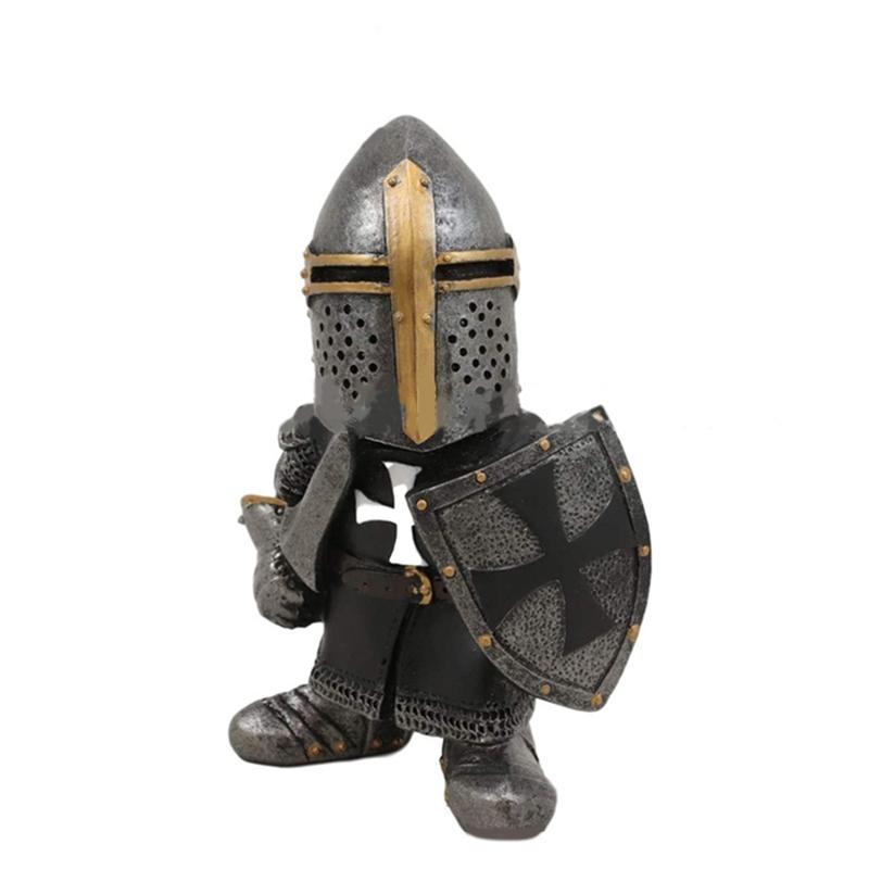 Good-Exquisite Knight Dwarf Guard, Garden Decorations,Knight Gnomes Guard,Garden Statue Garden-Art Figurines Ornaments B Easy In