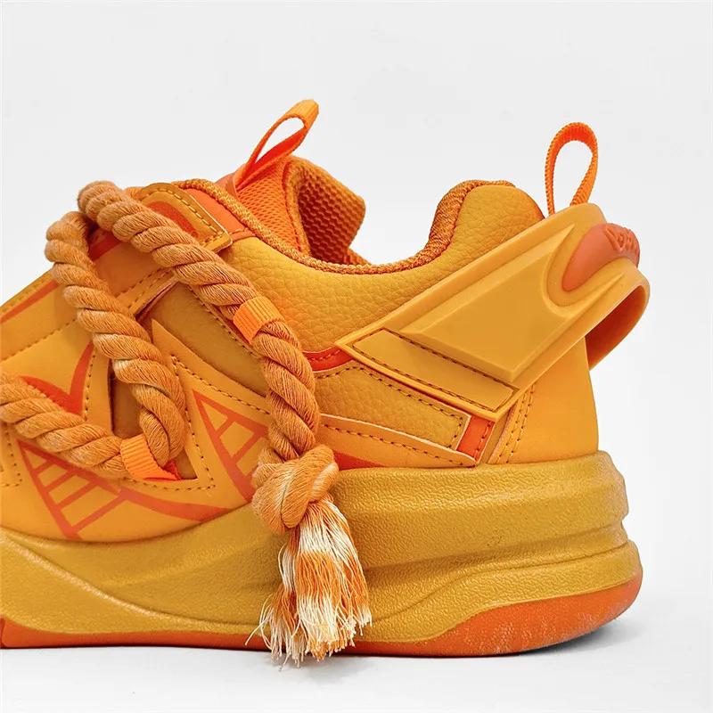Tendência Designer Sapatos Laranja Para Homens 2024 Moda Masculina Casual Tênis Streetwear Plataforma Skate Sapatos Homens Sapatos Hip Hop