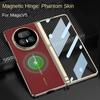 Plated Gold Frame Leather Hinge Bracket Supports Built-in Magnetic Ring Glass Case for Honor Magic V5 Lens Protect Cover