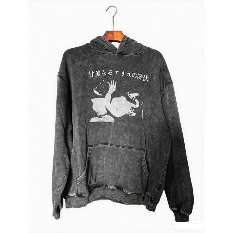 Übergroßer Kapuzenpullover Herren Streetwear Lockere Passform Baumwolle Schweres Material Wintergewaschen Vintage-Stil