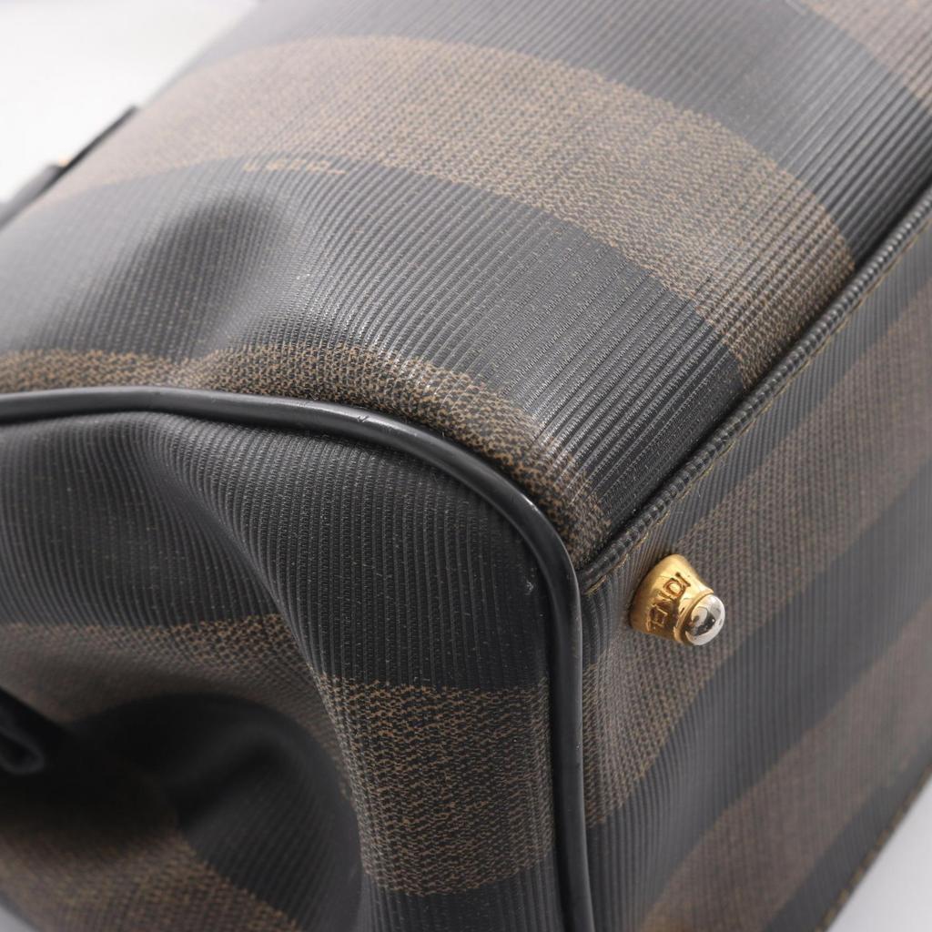 Used FENDI Pecan Tote Bag PVC coated canvas leather Brown Black Used Women