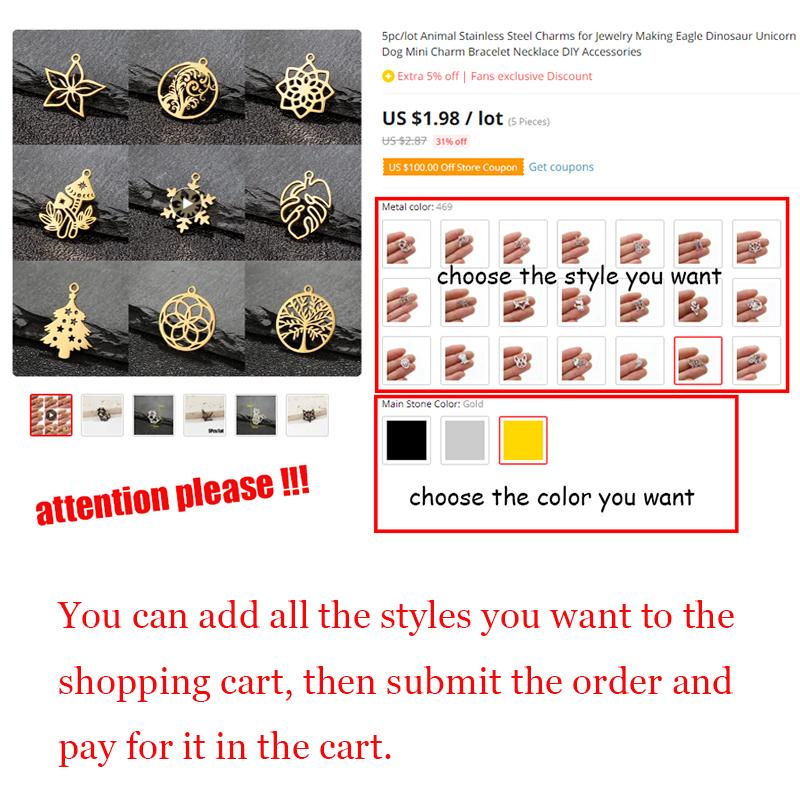 5Pcs/Lot Mini Stainless Steel Charms Fashion Metal Leaf Flower Butterfly Sun Pendants for Makings DIY Jewelry Handmade Craft