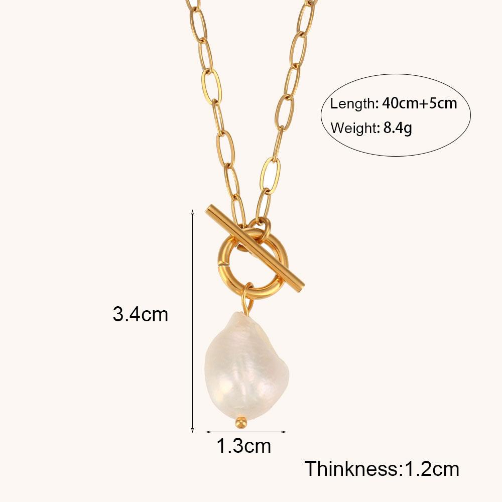 

La. Muses Baroque Freshwater Pearl Pendant Stainless Steel Women s Necklace Gold Plated Fashion Jewelry Gift