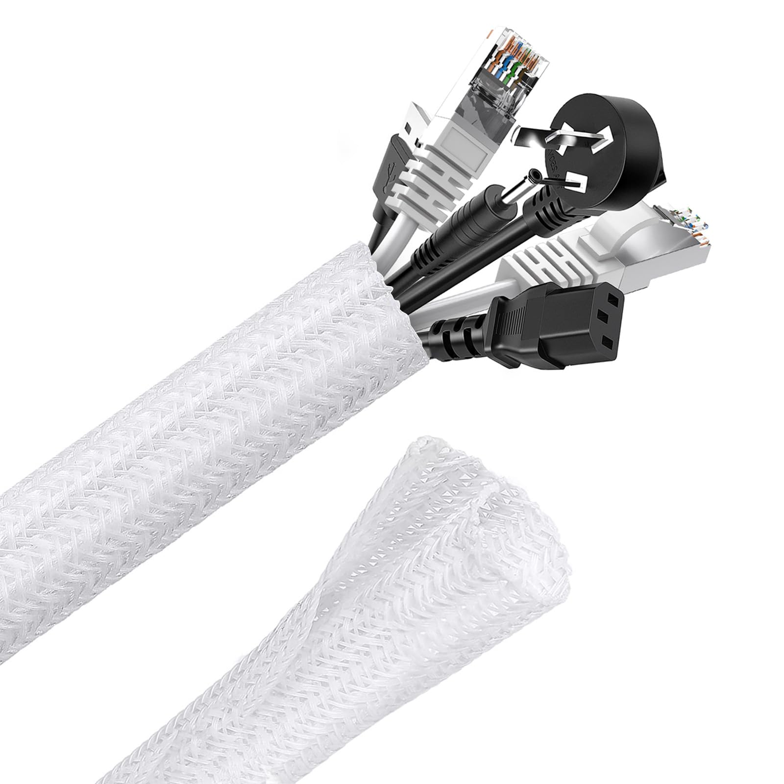 

AiQInu Cable Storage Sleeve, 10M Total Length, 13mm Inner Diameter, Braided Cable Sleeve, DIY Cuttable, Wire Cover, Cable Cover, Insulated,