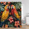 Birds Shower Curtains Parrot Hummingbird Cute Animals Tropical Leaves Spring Bathroom Curtain Polyetser Home Decoration For Bath