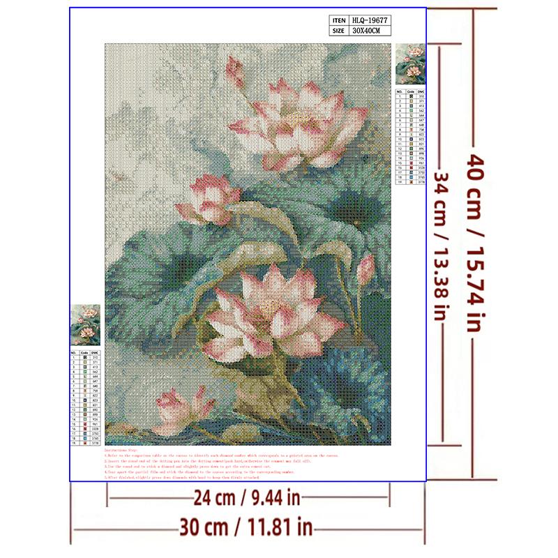 5d DIY Diamond Painting Cross Stitch Lotus Diamond Embroidery Mosaic Flowers Full Round Drill Home Decor
