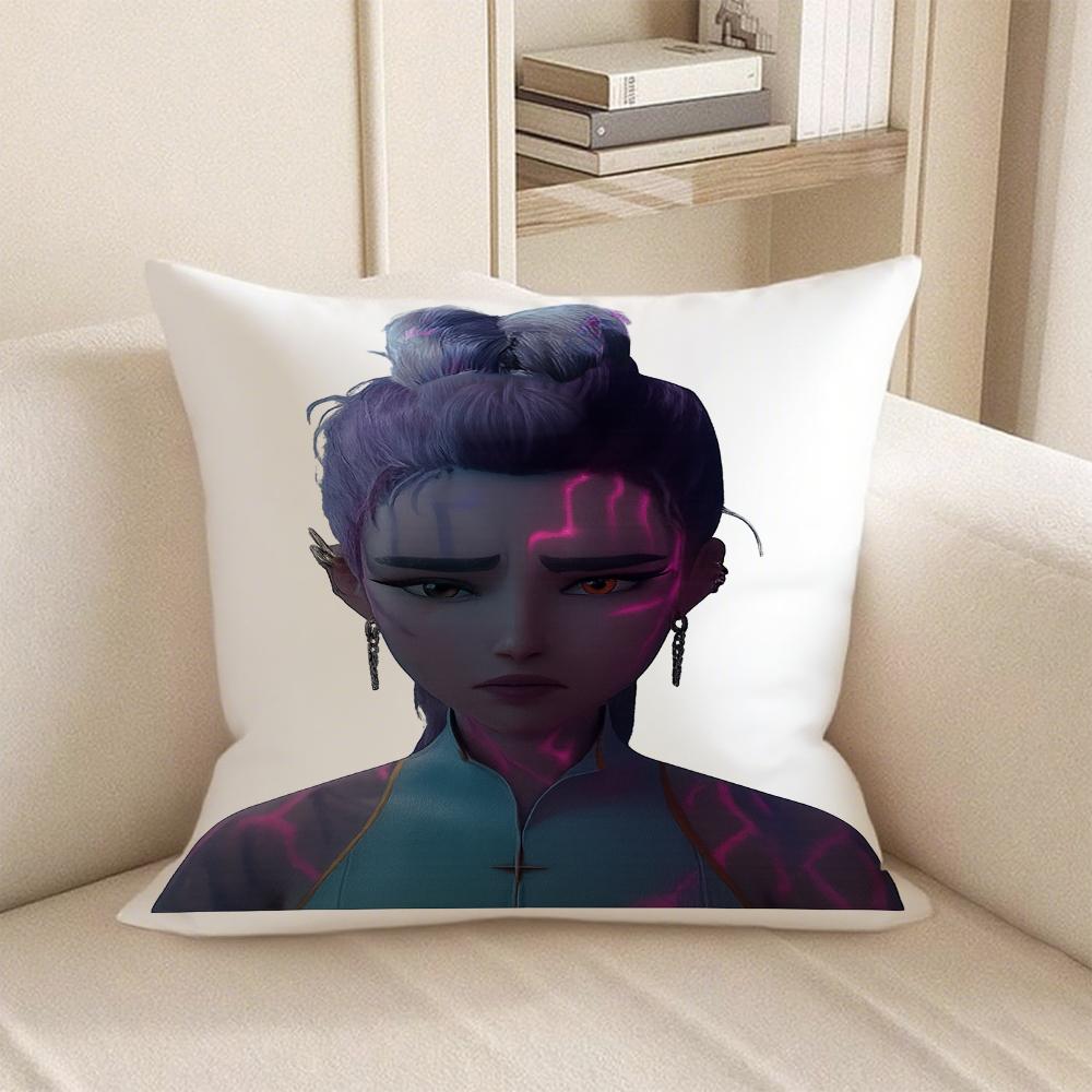 KPop Demon Hunters  K-Pop style HunTrix character printed pillowcase: Colorful girl strikes fashion home decoration