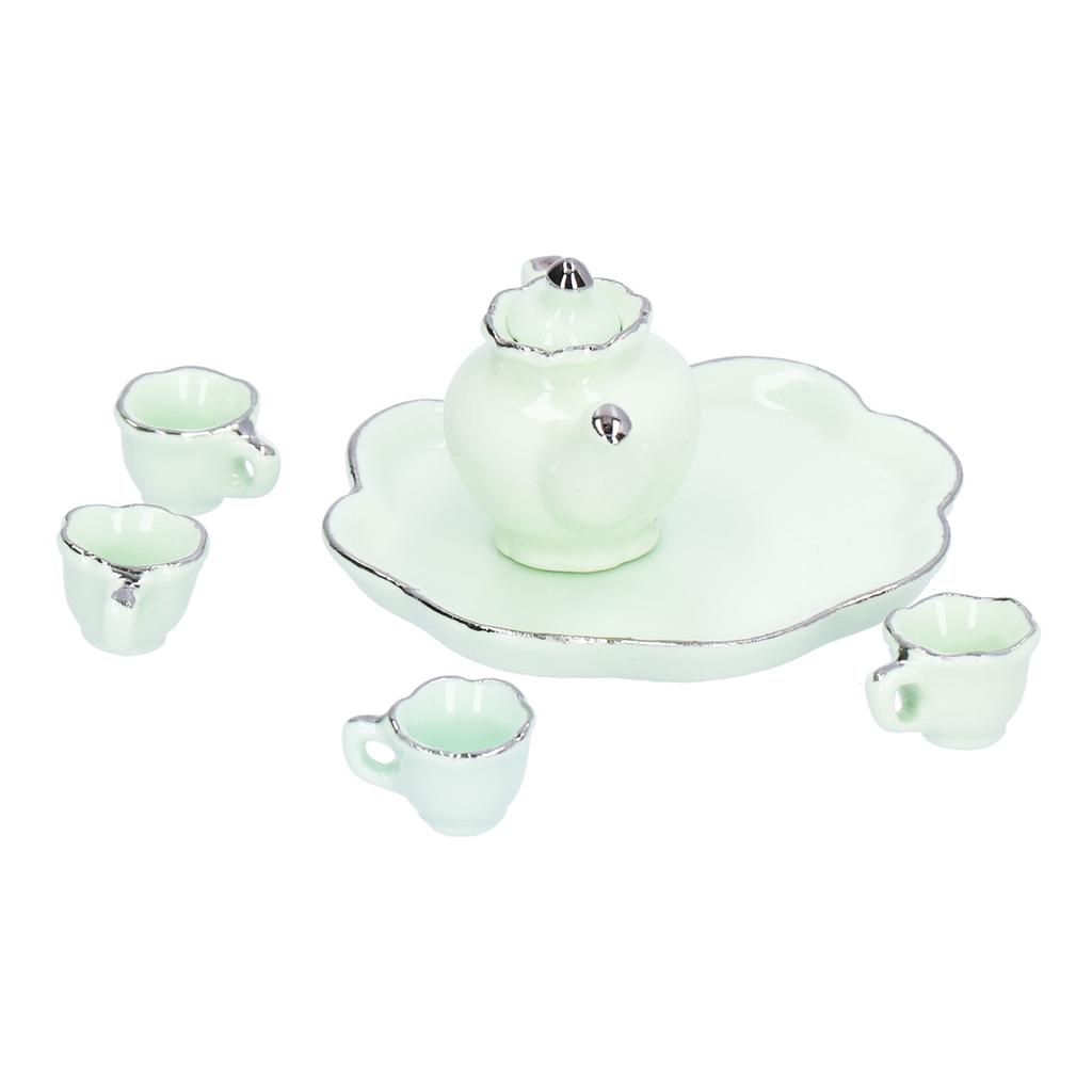 1:12 Tea Set Miniature Tea Cup Teapot Tray Decoration Kitchen Accessories