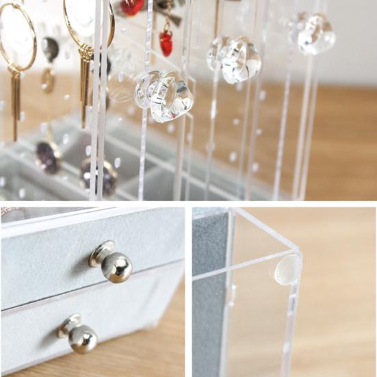 Dustproof Acrylic Earrings Jewelry Storage Box Display Stand Holder Drawer Rack