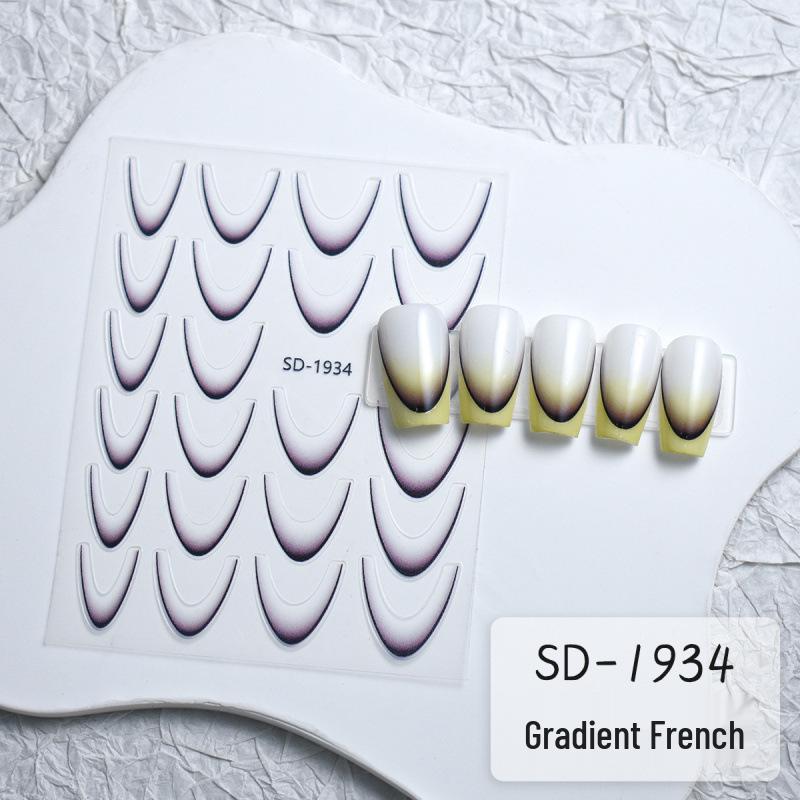 Gradient French Nail Art Stickers - Crescent Smile & Arc Decals