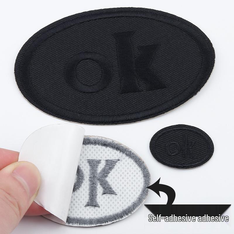 Self-Adhesive Embroidery Cloth Patches for Jackets & DIY Decor - OK Letter Accessory Stickers