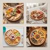 Thickened Compartment Fruit Plate Wood Nut Serving Platter Separated Serving Dish Snack Storage
