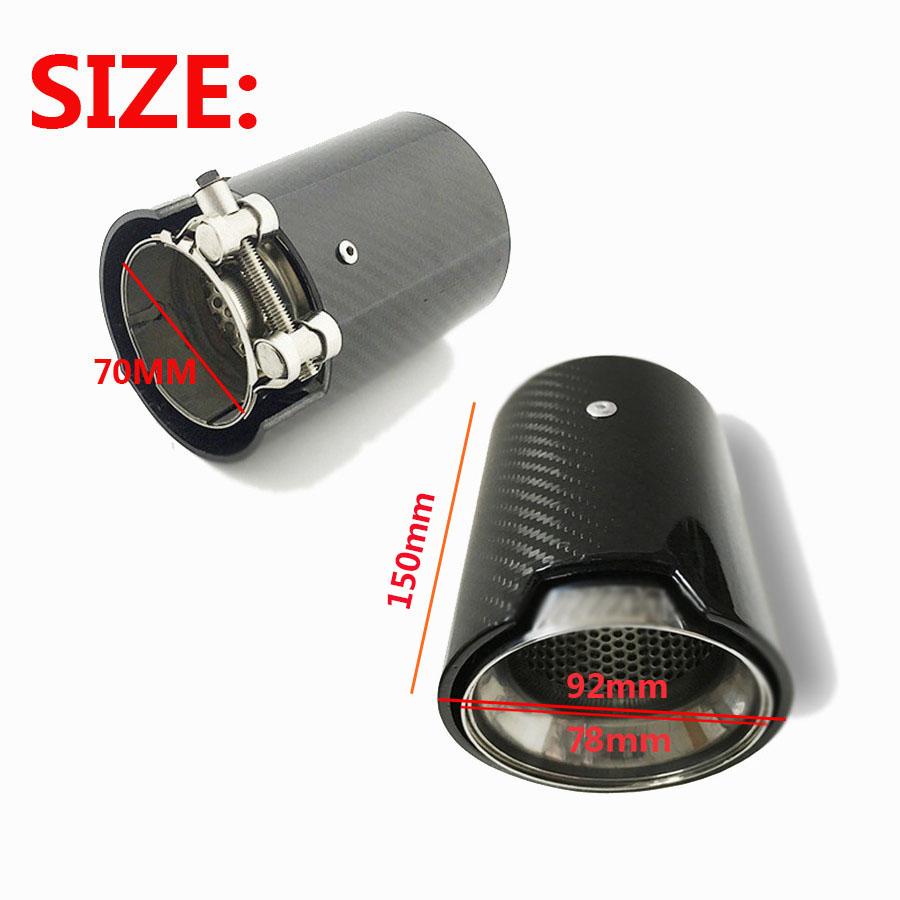 1×Universal Car Carbon Fiber Glossy Exhaust End Tail Tips 70mm Inlet 90mm Outlet