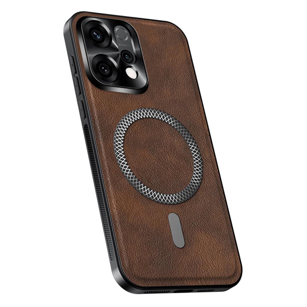 For Oppo Reno14 5G (Global) Deksel Kompatibelt med MagSafe PU TPU PC Telefon Bakdeksel med Metall Linseramme