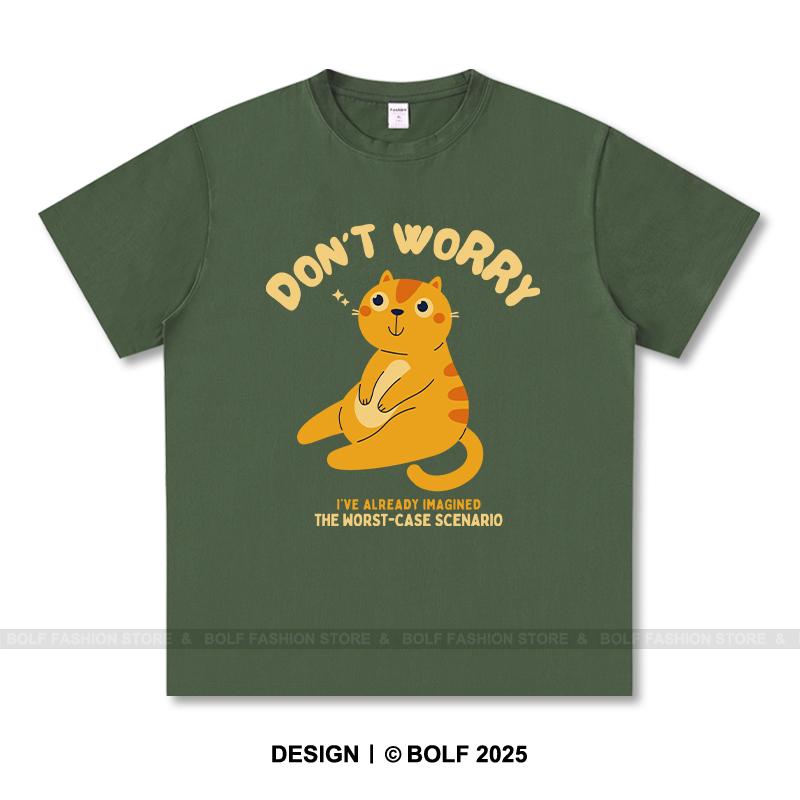 Women's Don't Worry Printed T-Shirt 100% Cotton Oversized Chill Graphic Tees for Men Summer Tops Positive Streetwear