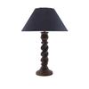 50 cm Tischlampe für Schlafzimmer Wohnzimmer Nachttisch Leselampe, E27 Fassung Leuchtmittel enthalten Twister Classic Schwarz Holz Rustikal