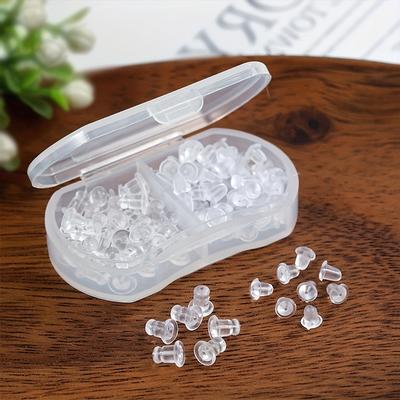 100pcs A Box of Two Types of Transparent Soft Silicone Earring Accessories, Featuring Anti-Slip Clasps, Elegant And Luxurious, Popular Women's Earring