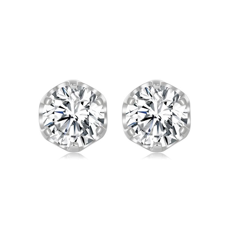 Square Moissanite 1 Carat Diamond Stud Earrings, S925 Silver, Four-Claw Design