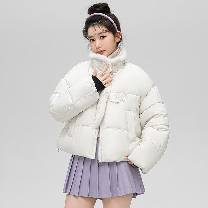 Winter Turtleneck Thickened Lamb Fur Jacket Button-down Jacket Women's Down Cotton Jacket Tide