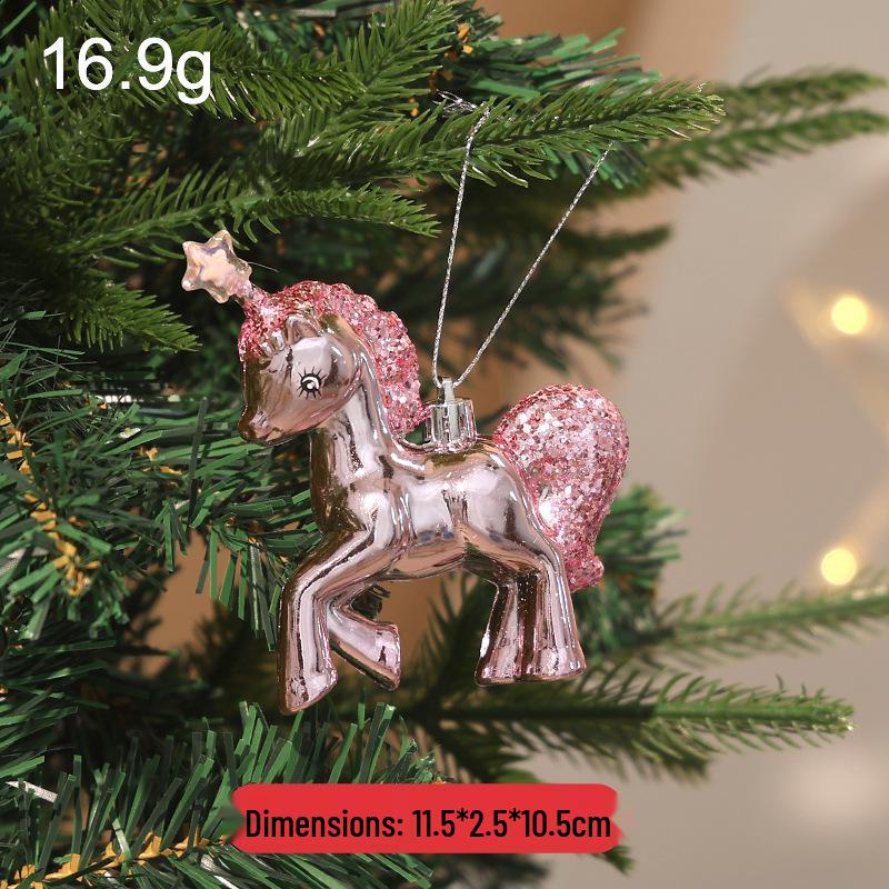 Pink Cartoon Christmas Tree Ornament with Glitter Sequins - Ins Style