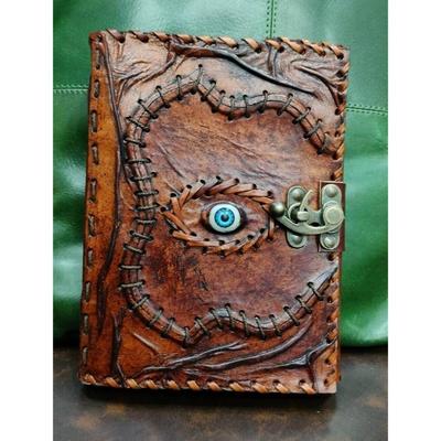 Ögon Läder Journal Anteckningsbok Skissbok Vintage Antik Råkantat Papper Med Linjerat Papper Skuggornas Bok, Grimoire, Spöklikt Halloween-Present