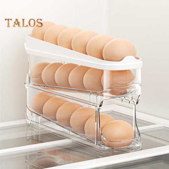 Stojan na vejce do lednice Velká kapacita Průhledný design Vícevrstvý Automatické rolování Organizér na vejce do lednice
