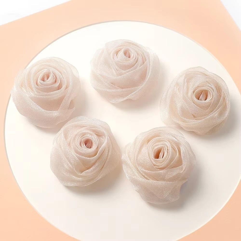 3Pcs 5cm Organza Fabric Rose Flower Colorful Flower Shape Chiffon Artificial Flower Fabric DIY Flower Accessory