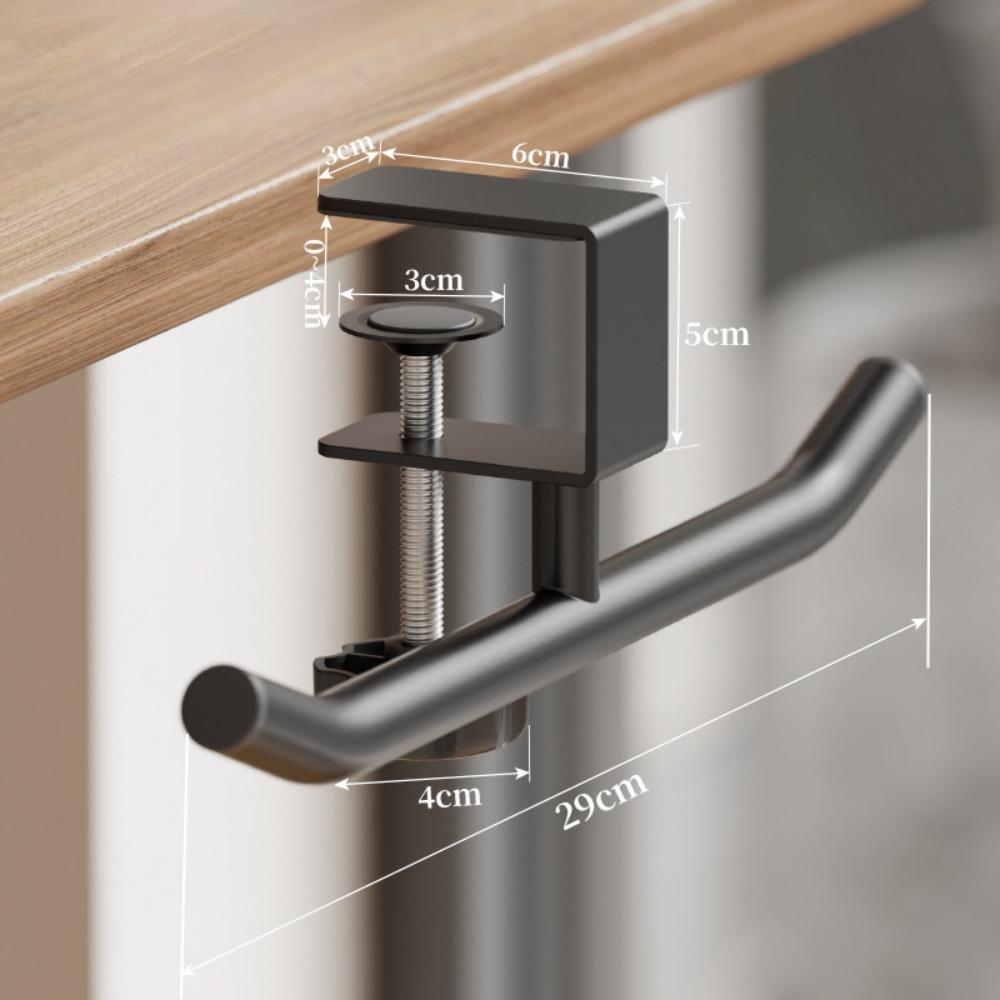 Adjustable Desk Side Hook Double Pole Design Punch-free Table Backpack Holder Hanging Space Saving Desk Mounted Hook