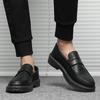 Black Thick Sole Height Increasing Round Toe Men's Leather Loafers Shoes Elegant Retro Low Price Slip-on Male Casual Shoe Sale