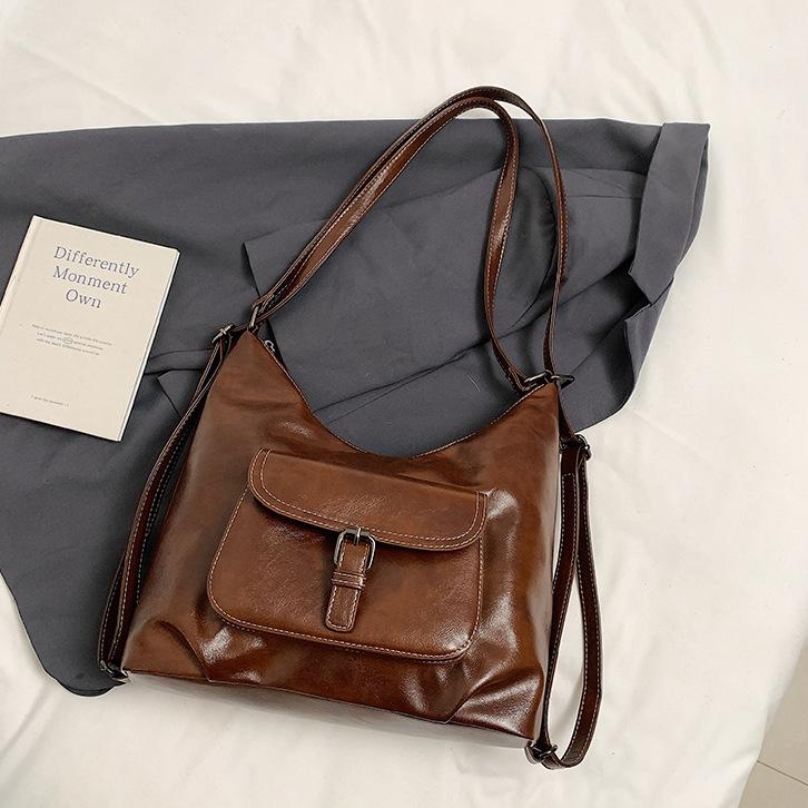 Retro Large-capacity Tote Bag Women's New Autumn and Winter Commuter Shoulder Bag Maillard Backpack