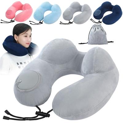 Neck Pillow, Travel Pillow, Portable Neck Pillow, Press-Type U-Shaped Air Pillow, Pump-Type U-Shaped Pillow, Compact, Lightweight, Easy To Carry,