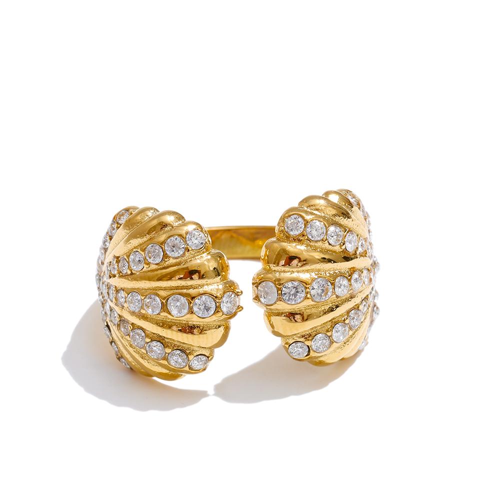 

Yhpup Ocean Style Cubic Zirconia Inlaid Metal Shell Ring for Women Stainless Steel High Quality Fashion Trend Jewelry Wholesale resizable