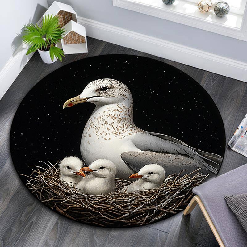 

Seagull Family Round Area Rug,Carpet Rug for Living Room Bedroom Sofa Playroom Decor,Non-slip Floor Mat 80cmx80cm