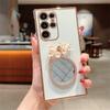 For Samsung Galaxy S24 Ultra Case with Plum Blossom Mirror Electroplating Edge Heart Pattern TPU Phone Cover