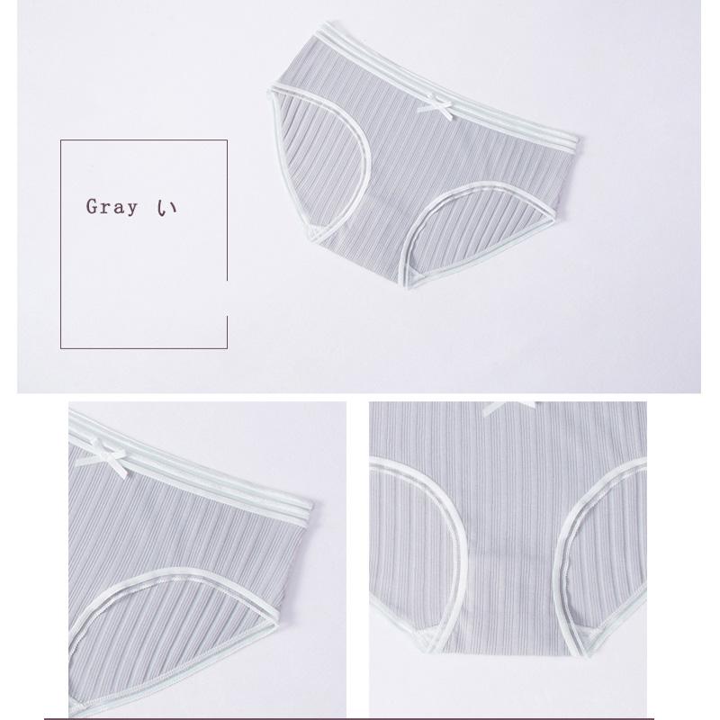 DULASI Cotton Bow Panties Women Underwear Striped Briefs Breathable for Girls Panty Lady Mid-Waist